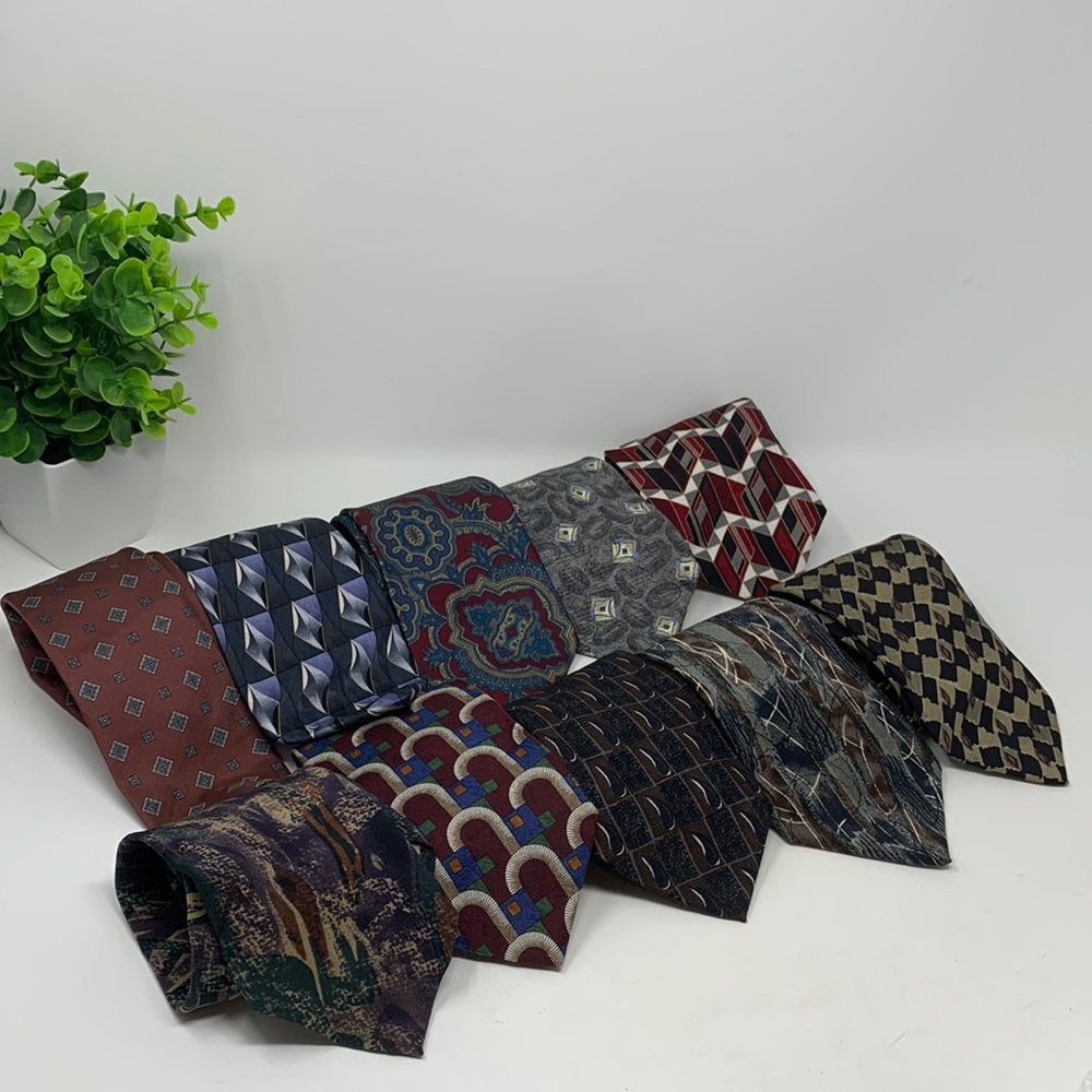 Lot of 10 - 100% Silk Ties Neckties Wide